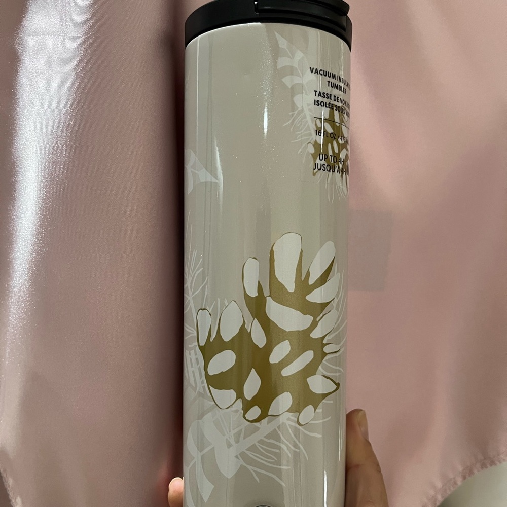 Gold and White Travel Tumbler